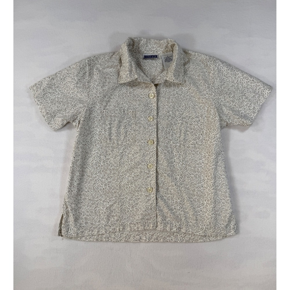 Erika & Co Small Shirt Floral Cottagecore 100% Cotton Button Down Pocket